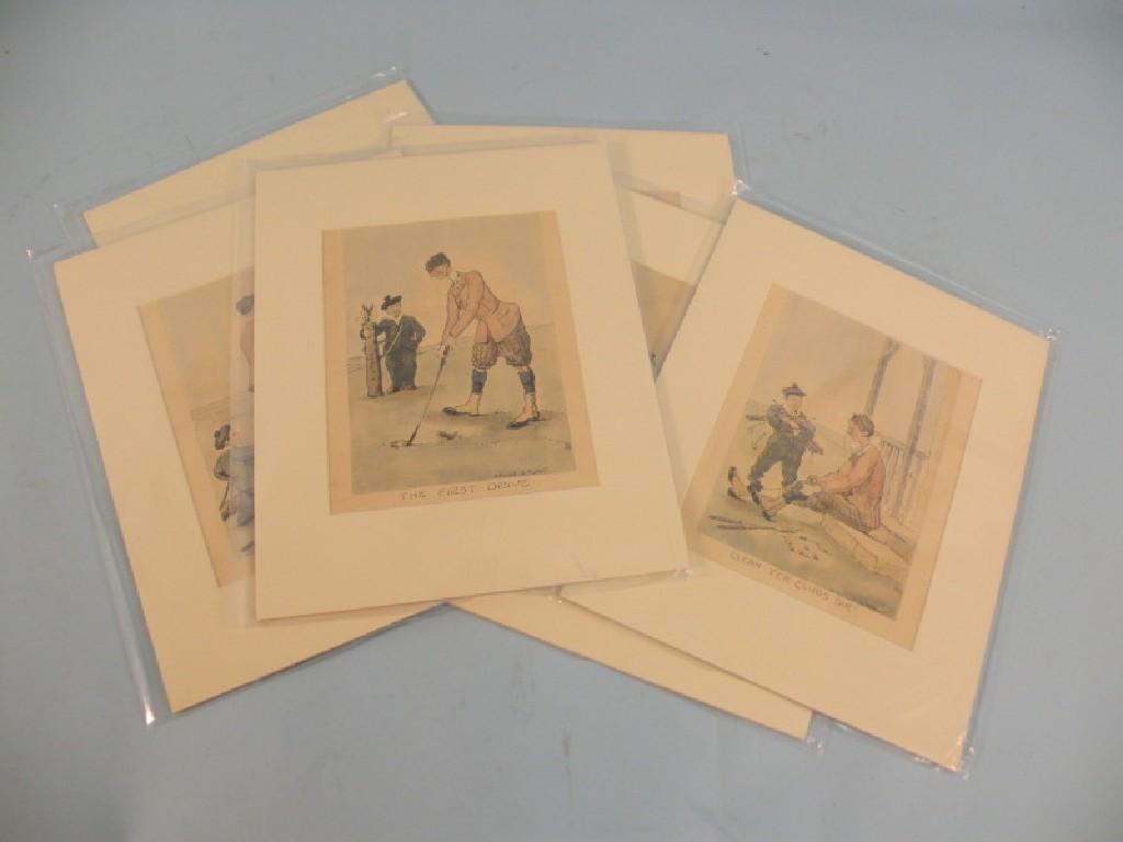 Appraisal: After Edmund Fuller A set of six reproduction golfing prints