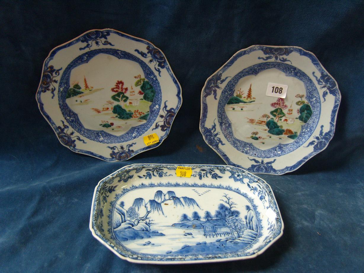 Appraisal: A pair of th century oriental plates with Famille Rose