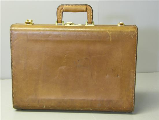 Appraisal: Atlas Brown leather suitcase w d in