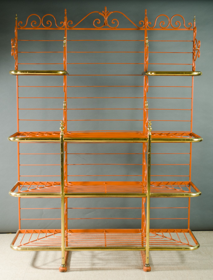 Appraisal: A BRASS AND PAINTED IRON BAKER'S RACK Perfit Fils Ltd