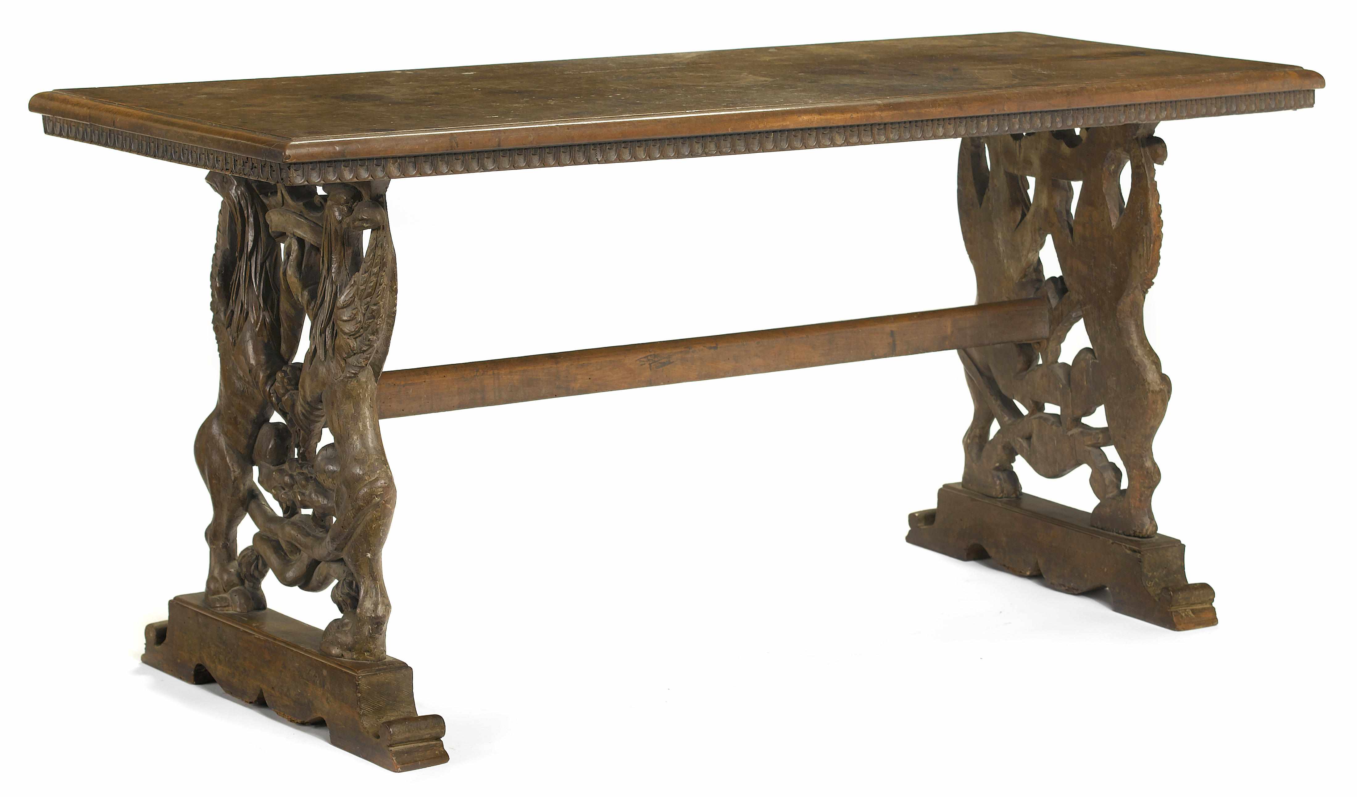 Appraisal: A late Italian Renaissance early Baroque walnut library table late