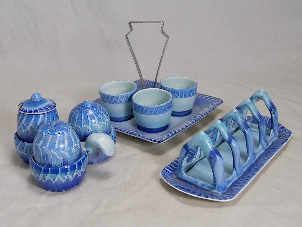 Appraisal: Shelley toast rack cruet set and stand and egg cup