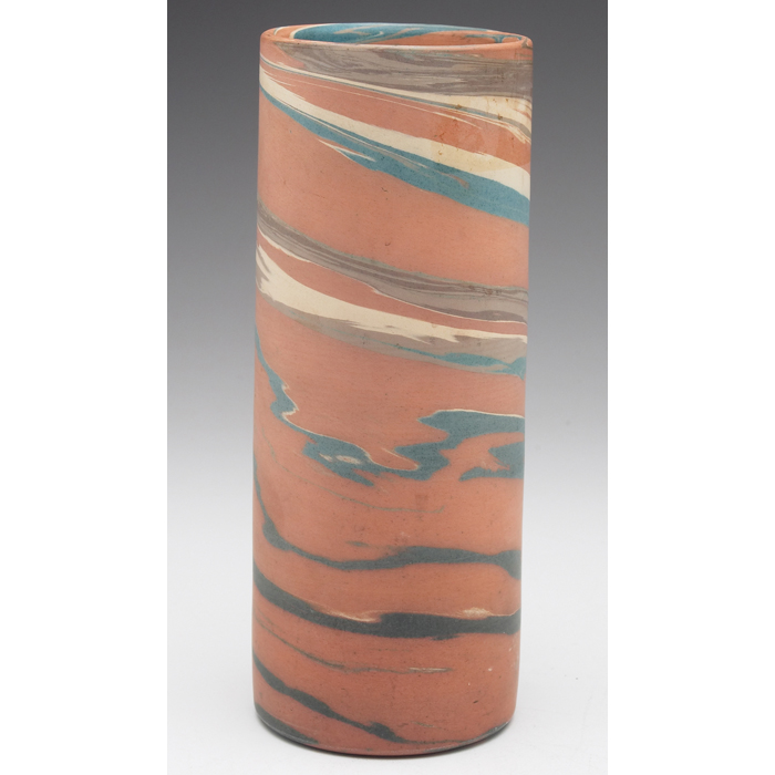 Appraisal: Niloak Missionware vase large cylindrical shape with a colorful swirling