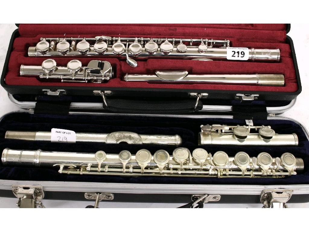 Appraisal: Palotino metal flute case together with a Chinese metal flute