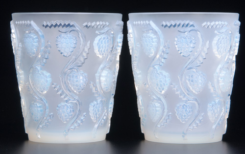 Appraisal: R LALIQUE Pair of wine rinses Muscat opalescent c M