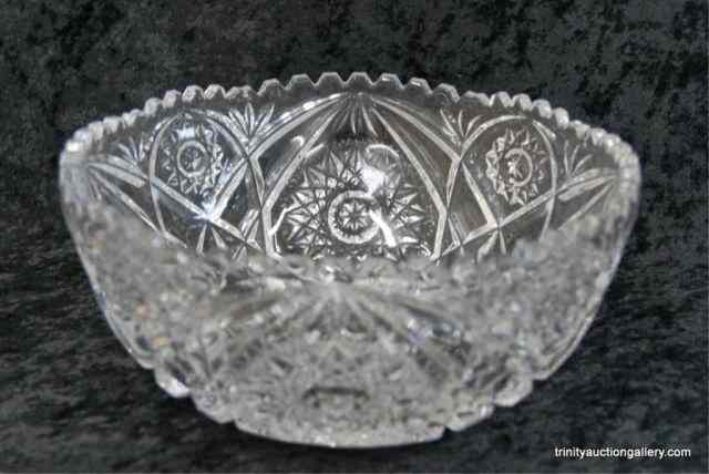 Appraisal: Vintage Cut Glass Star Arch Pattern Fruit BowlThis is a