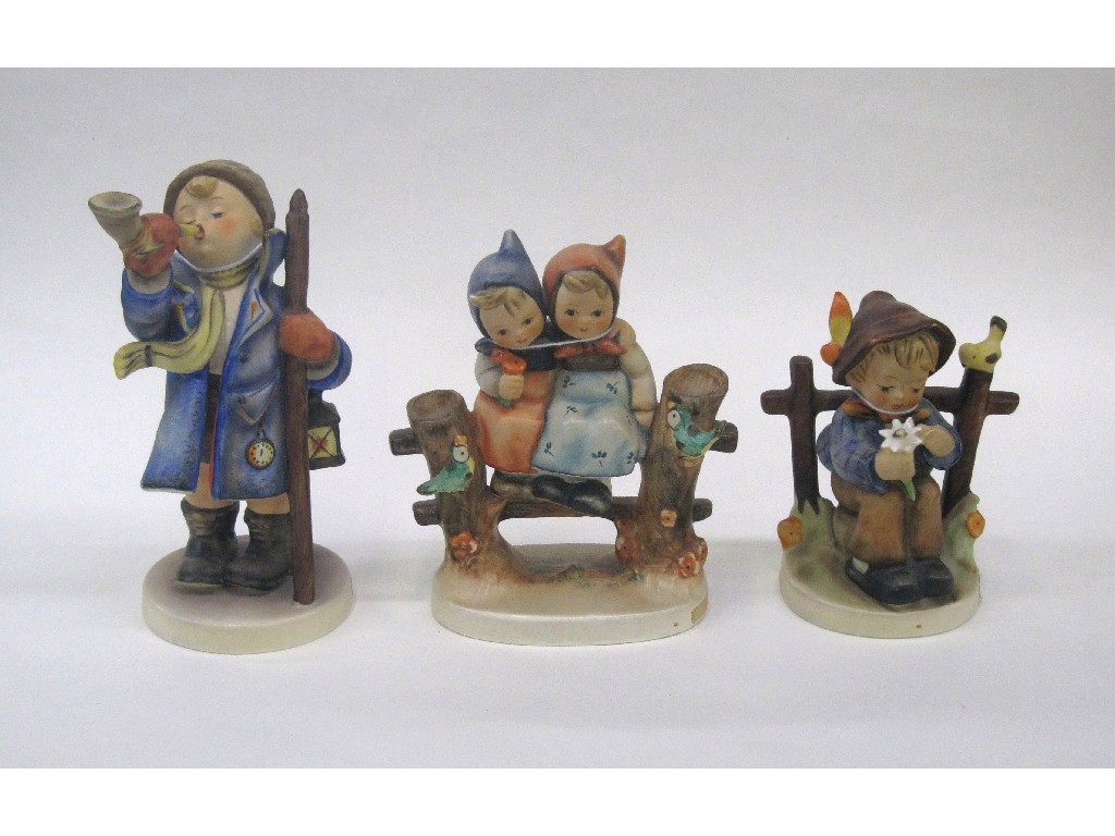 Appraisal: Three Hummel figures to include 'Hear Ye Hear Ye' TMK