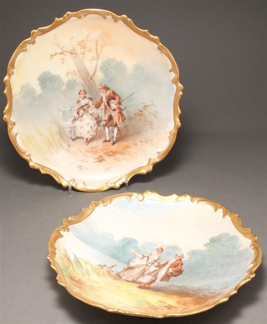 Appraisal: Pair of Limoges paint and transfer decorated porcelain cabinet plates