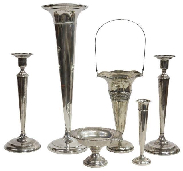 Appraisal: lot of American weighted sterling silver including pair baluster candlesticks