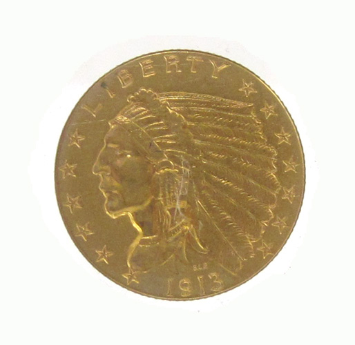 Appraisal: U S TWO AND ONE-HALF DOLLAR GOLD COIN Indian head