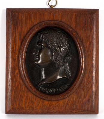 Appraisal: A bronze portrait plaque depicting the emperor Nero oval cm