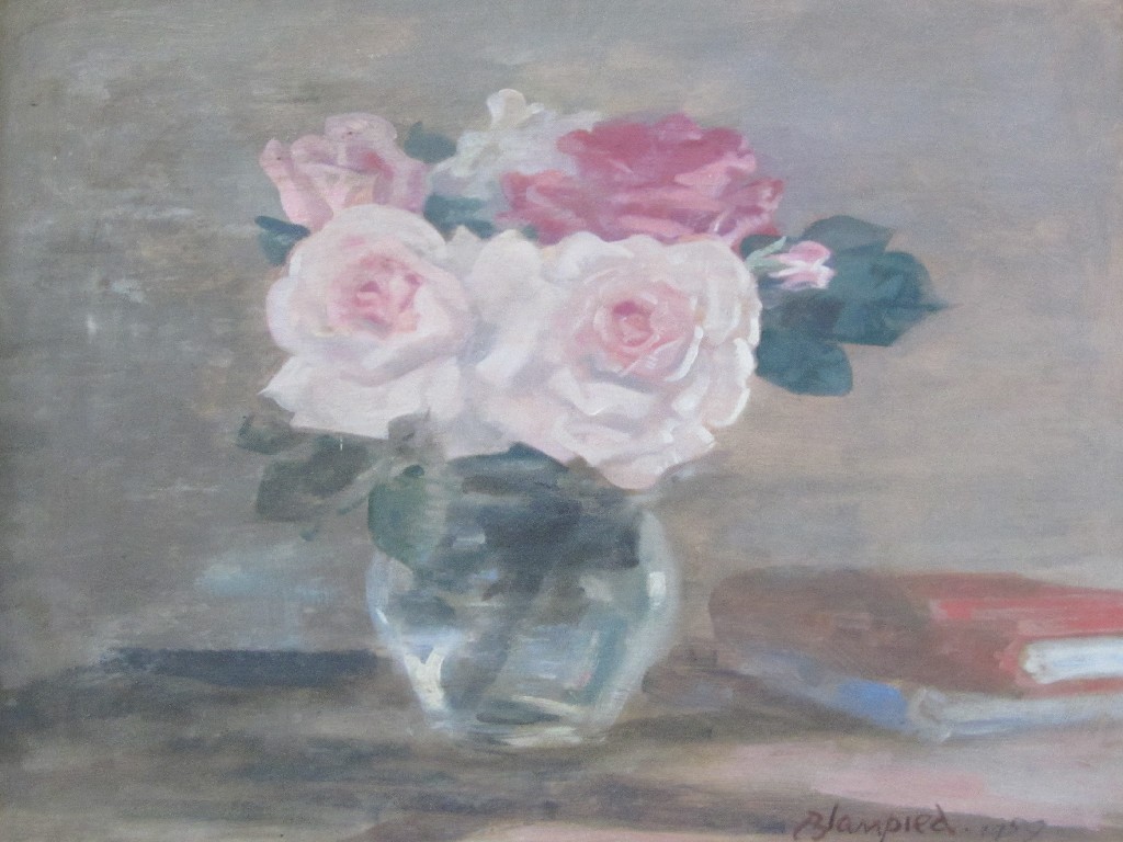 Appraisal: EDMUND BLAMPIED - ROSES Oil on panel signed and dated