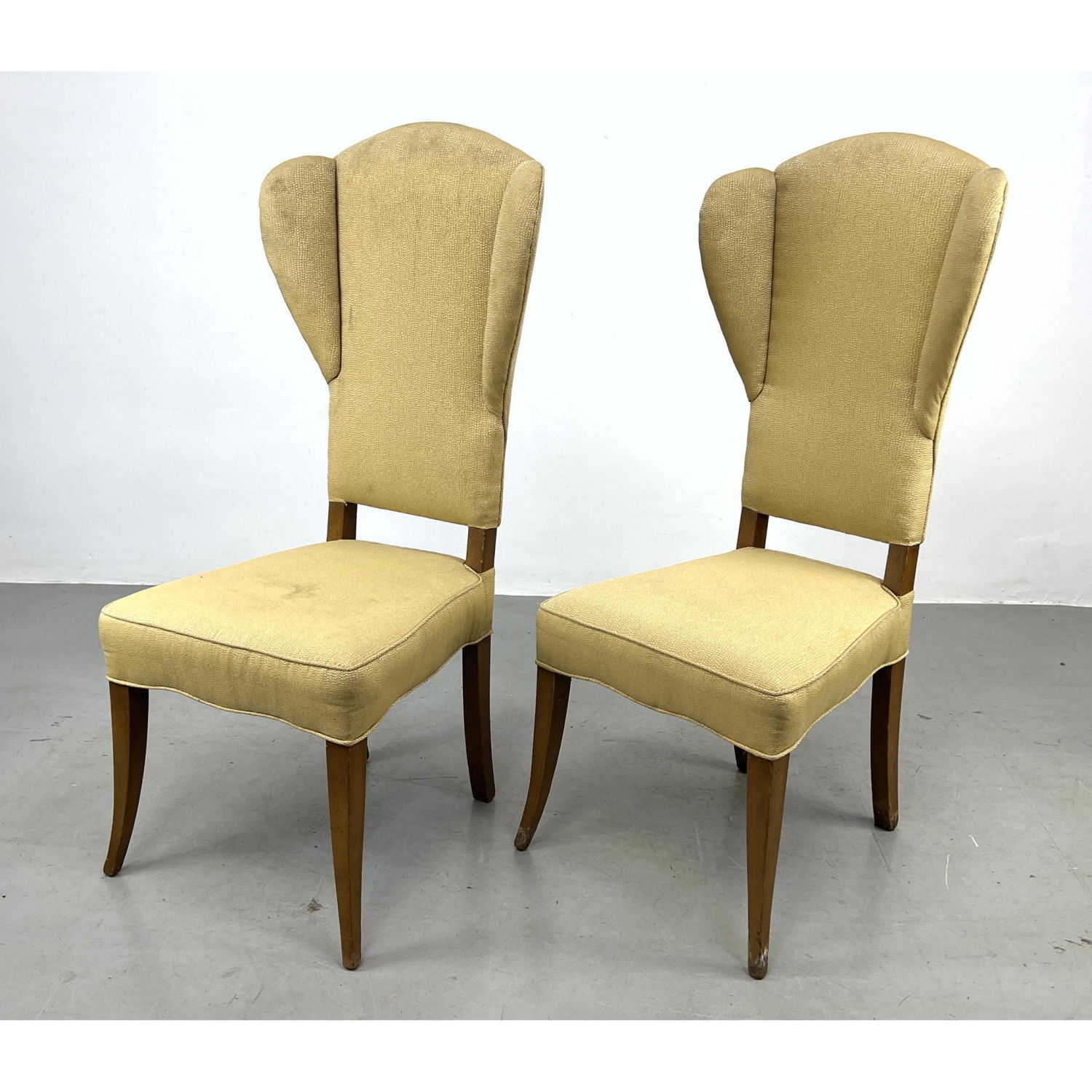 Appraisal: Pr Unusual Modernist Wing Back Dining Chairs Dimensions H inches