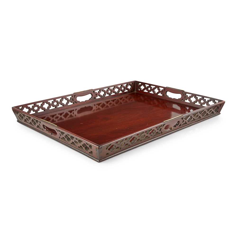 Appraisal: GEORGIAN STYLE MAHOGANY AND BRASS TEA TRAY LATE TH CENTURY