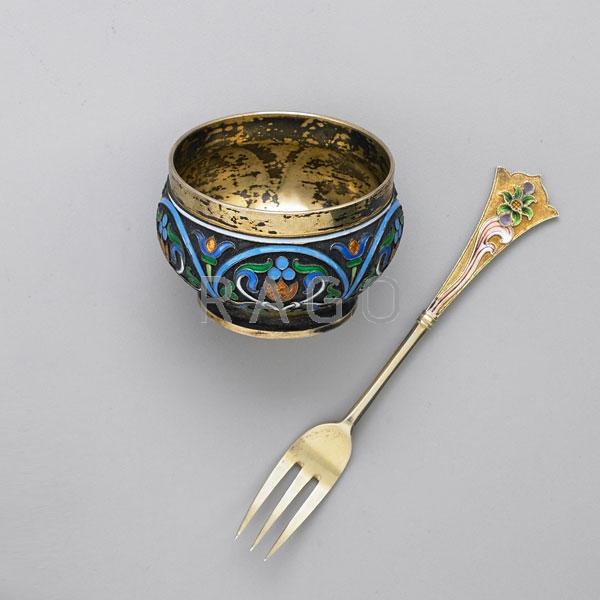 Appraisal: CLOISONNE ENAMELED GILT SILVER RUSSIAN STYLE Condition Report