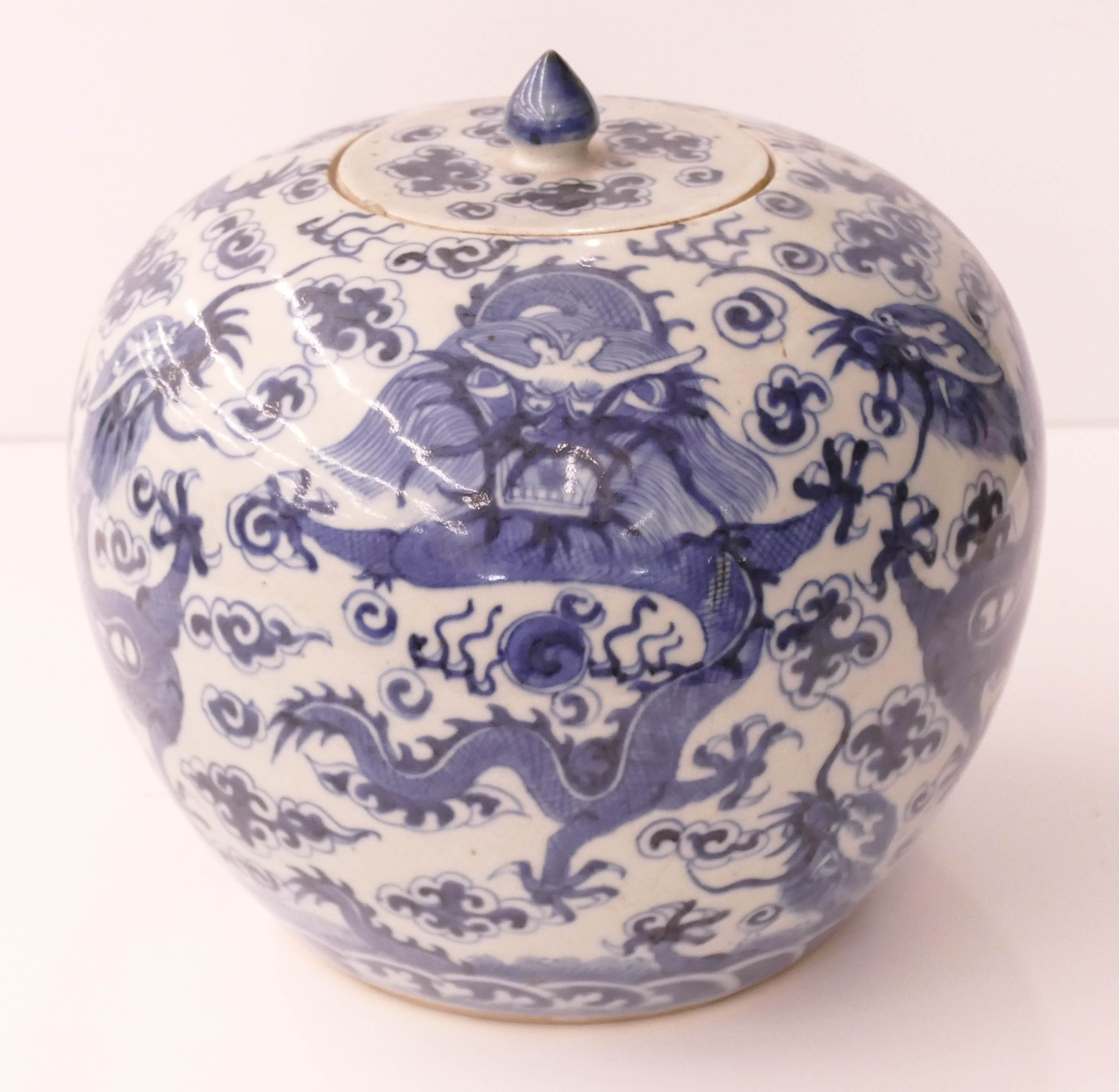 Appraisal: Chinese Qing Dragon Blue and White Jar ''x '' Blue