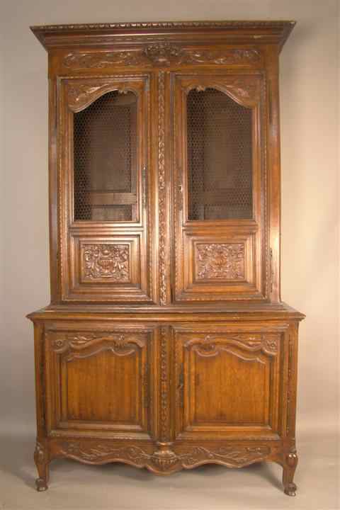 Appraisal: LOUIS XVI STYLE CARVED OAK BUFFET CABINET in two parts