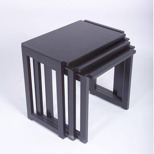 Appraisal: PAUL LAZSLO Set of three ebonized walnut nesting tables s