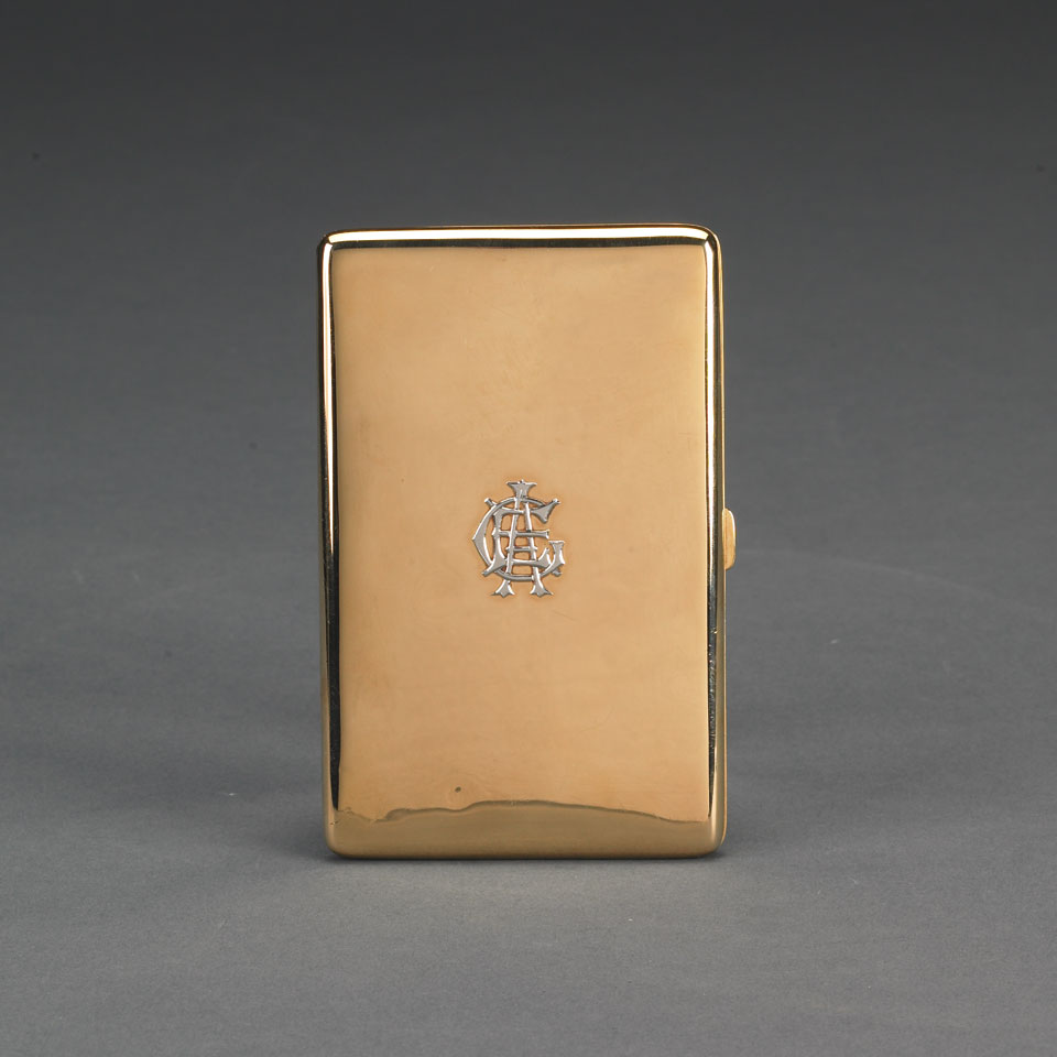 Appraisal: English Yellow Gold Cigarette Case Asprey Co Chester x cm