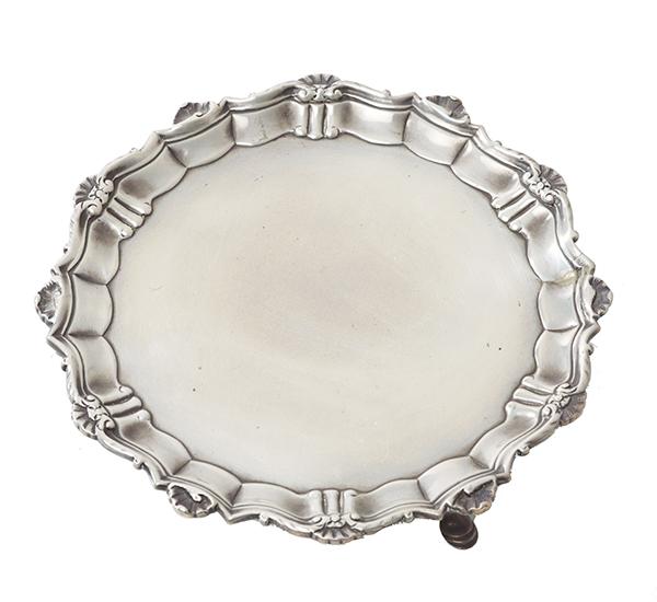 Appraisal: A GEORGE II SILVER CARD TRAY BY JOHN TUITE LONDON