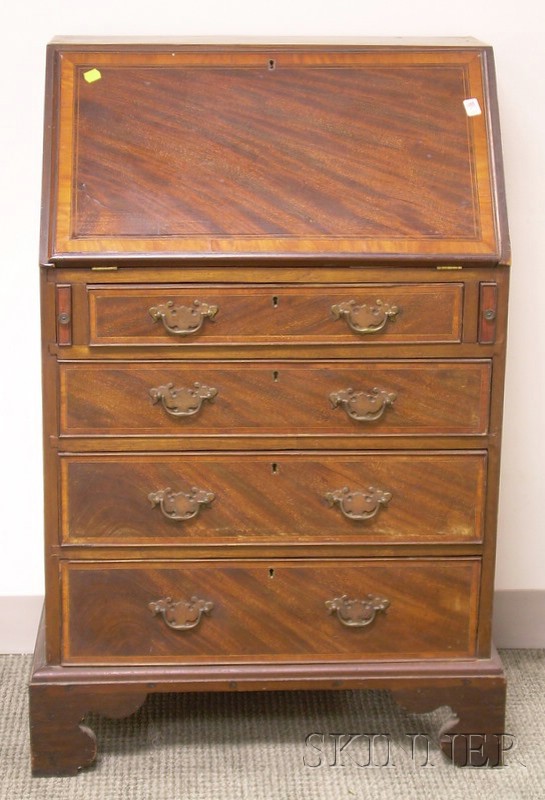 Appraisal: Diminutive Georgian-style Inlaid Mahogany Slant-lid Desk ht wd in