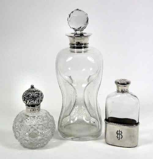 Appraisal: An Edward VII silver mounted glass decanter with waisted body