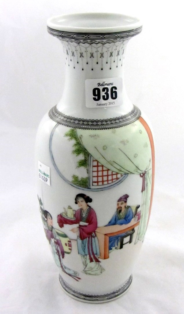 Appraisal: A Chinese porcelain famille-rose vase th century of slender ovoid