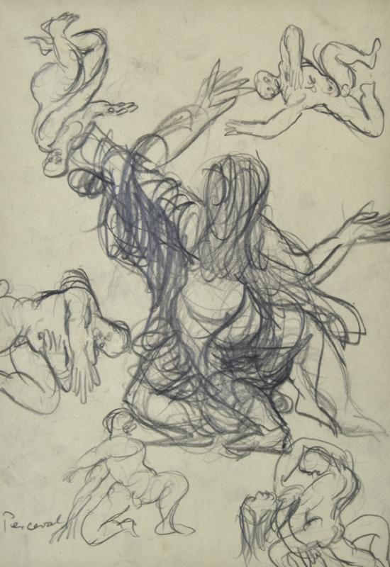 Appraisal: JOHN PERCEVAL - Six Positions pencil JOHN PERCEVAL - Six