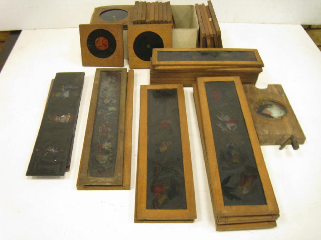 Appraisal: Various mahogany framed Lantern Slides