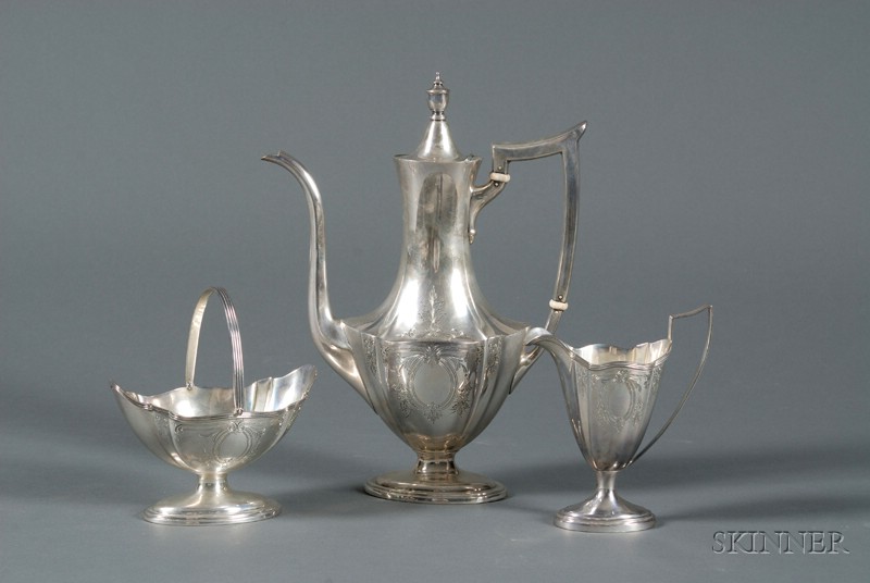 Appraisal: Three-Piece Gorham Sterling Plymouth Pattern Demitasse Set early th century