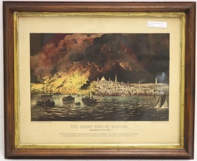 Appraisal: CURRIER AND IVES THE GREAT FIRE OF BOSTON COLORED LITHOGRAPH