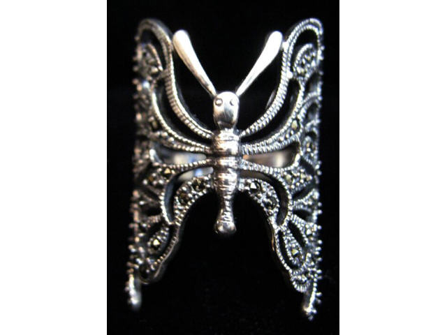 Appraisal: MARCASITE BUTTERFLY STERLING SILVER RING