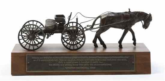 Appraisal: A Cast Bronze Sculpture of a Horse and Cart mounted