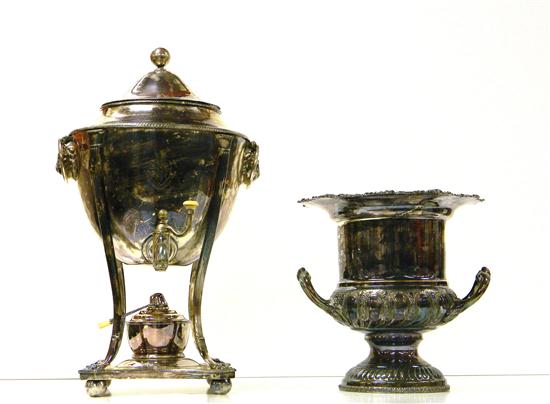 Appraisal: Early silverplate two pieces including th C hot water urn