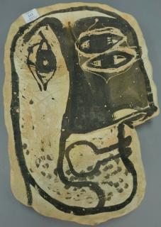 Appraisal: Clay plaque in the style of Picasso signed illegibly on