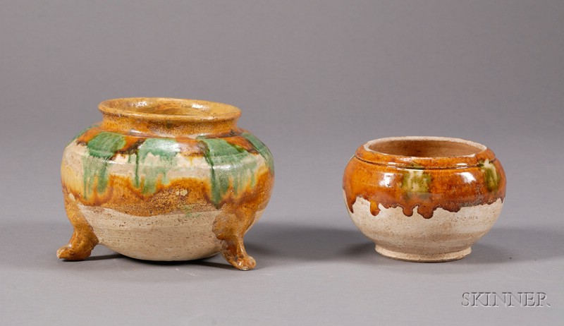 Appraisal: Two Stoneware Jars China T'ang period - San Tsai ware