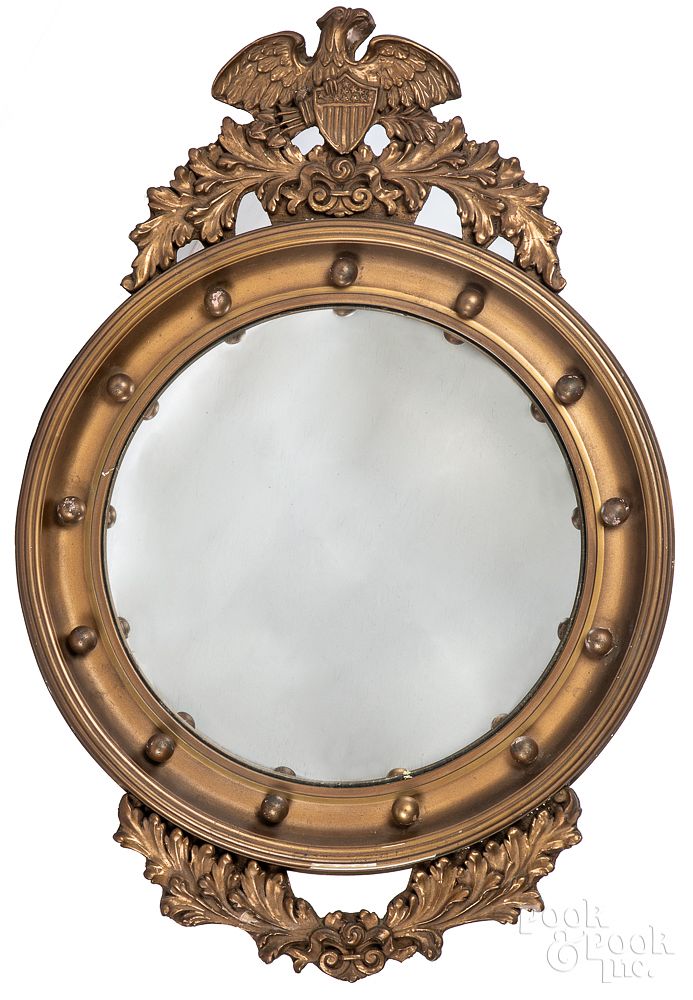 Appraisal: Giltwood convex mirror early th c Giltwood convex mirror early