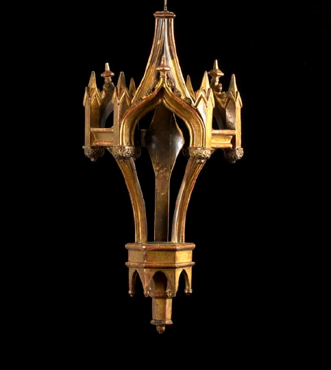 Appraisal: Continental Carved Giltwood Gothic-Style Hall Lantern first quarter th century