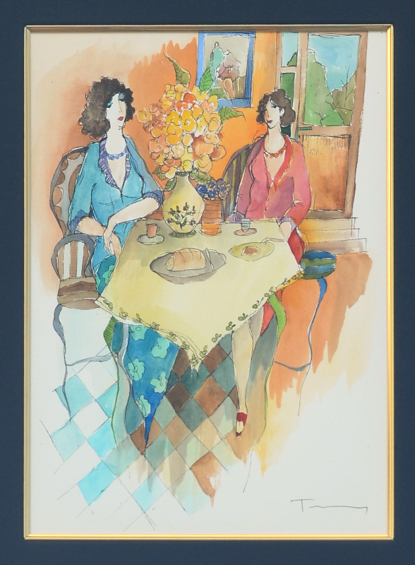 Appraisal: TARKAY Itzchak Israeli - ''Aperitif'' Watercolor Paper sight size ''