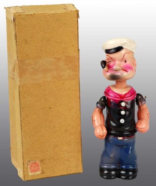 Appraisal: Celluloid Popeye Wind-Up Toy in Original Box Description Japanese Circa