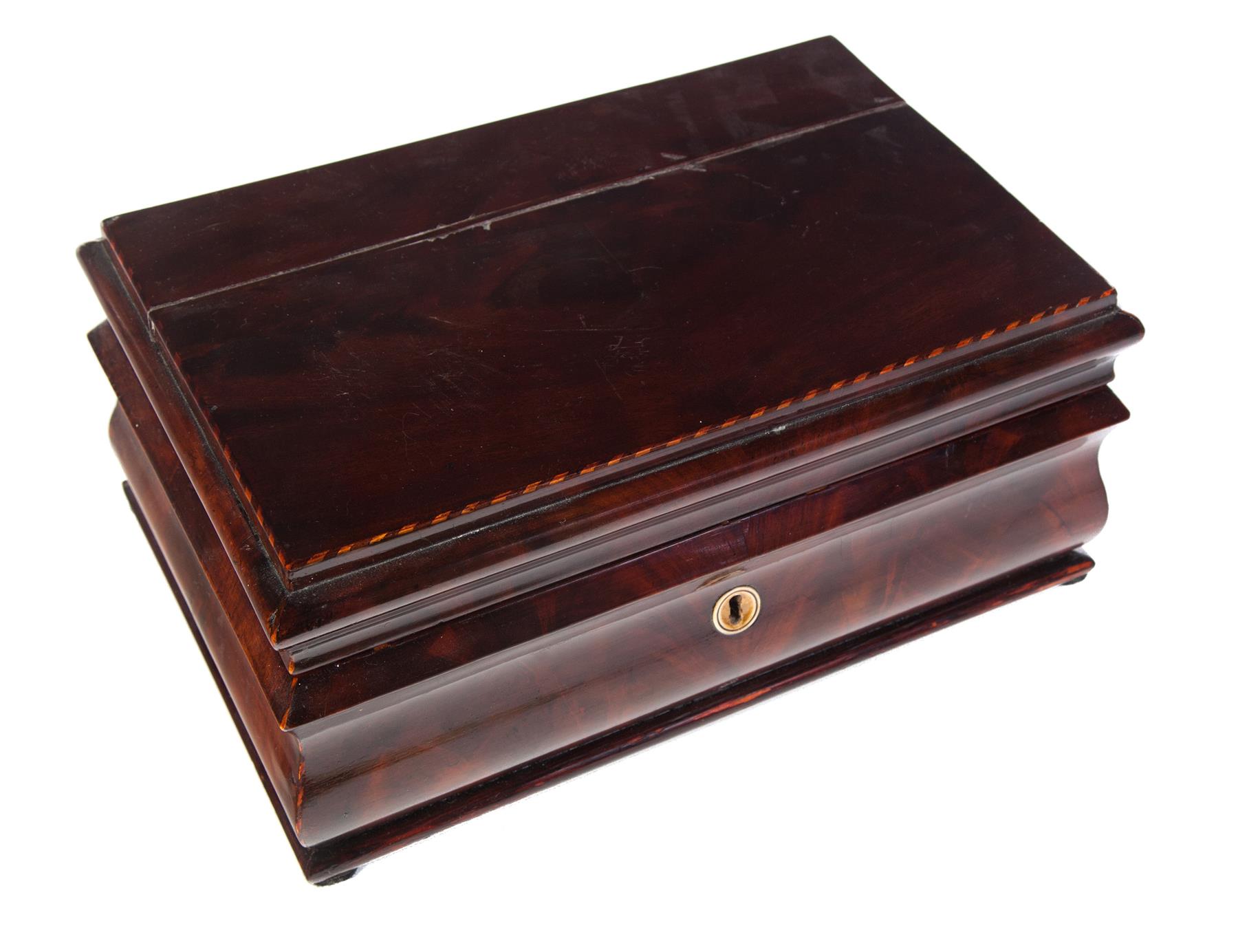 Appraisal: EMPIRE DRESSER BOX American nd quarter- th century mahogany Subtle