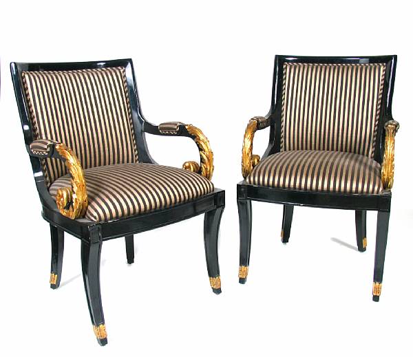 Appraisal: A set of six Napoleon III style parcel gilt and