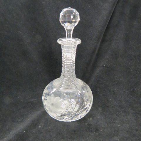 Appraisal: Cut Glass Decanter floral with stepcut neck