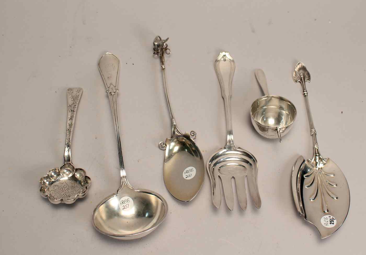 Appraisal: SIX STERLING SILVER SERVING PIECES BY TIFFANY AND GORHAM MFG