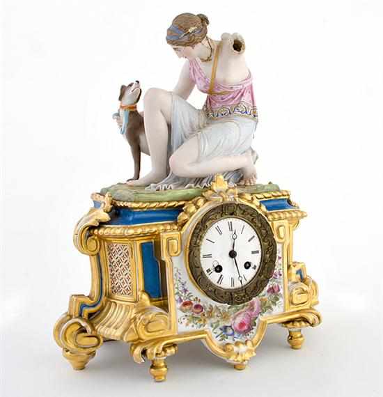 Appraisal: French porcelain mantel clock under dome Japy Freres mid th