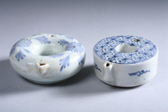 Appraisal: TWO KOREAN BLUE AND WHITE PORCELAIN WATER DROPPERS - Larger