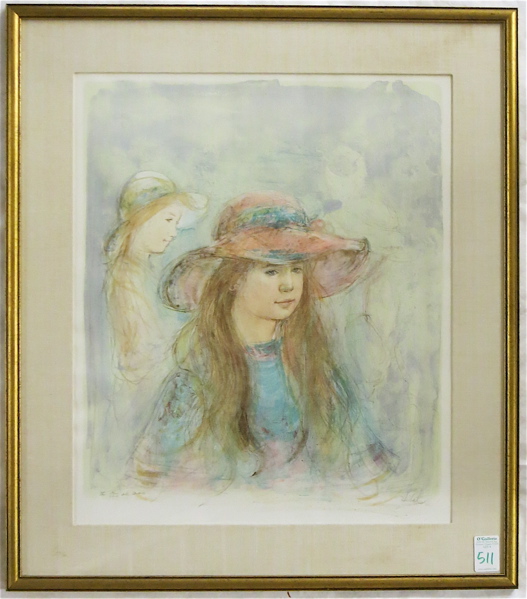 Appraisal: EDNA HIBEL LITHOGRAPH Massachusetts Florida - Alice wearing a hat