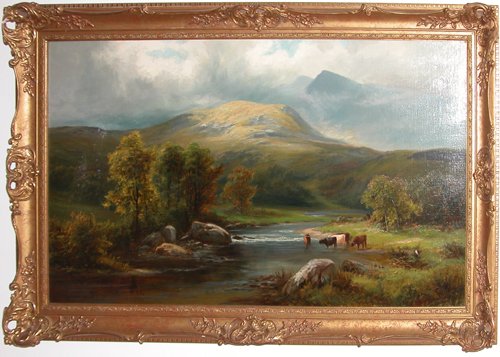 Appraisal: Artist Adams Possibly Janie British Title Landscape with Cattle at