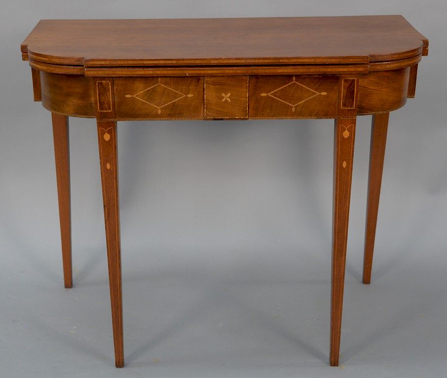 Appraisal: Federal cherry and mahogany D shaped game table with diamond