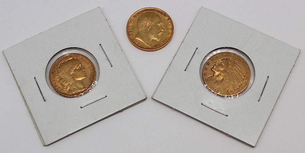 Appraisal: GOLD US and Continental Gold Coin Grouping Includes a British